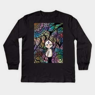 Trippy coffee lover Kids Long Sleeve T-Shirt